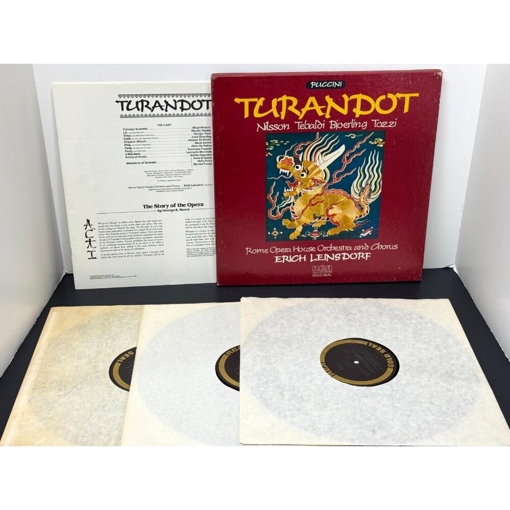 Puccini Turandot Opera 3 Vinyl LP Set Nilsson Tebaldi RCA Gold Seal AGL 3-3970